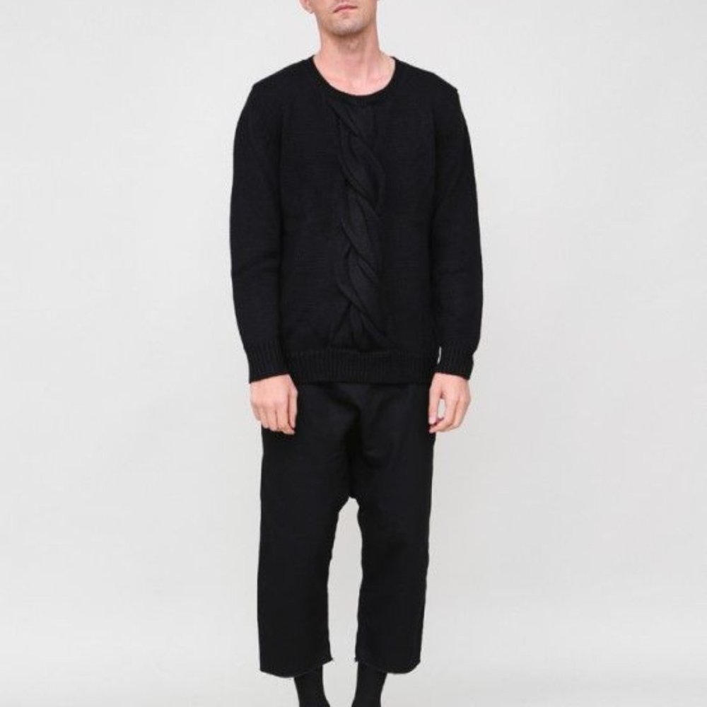 OAKNYC 100% Merino Wool Braided Crewneck Sweater